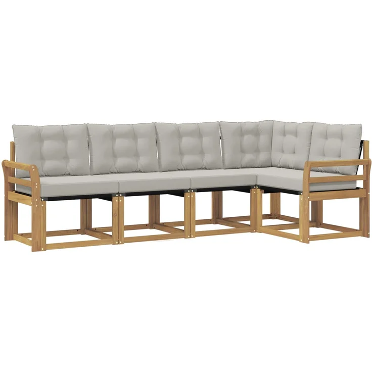 vidaXL Outdoor-Sofagarnitur 5 stk. 5-Sitzer Weiß und Hellgrau 3389477 – Bild 2
