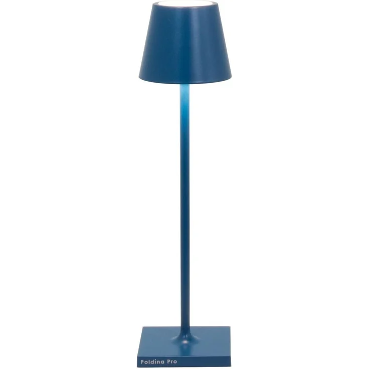 Zafferano, Poldina Micro Lampe, Kabellose, Wiederaufladbare Tischlampe mit Touch Control, Geeignet für Wohnzimmer und Außenbereich, Dimmer, 2200-3000 K, Höhe 27,5 cm, Farbe Capriblau
