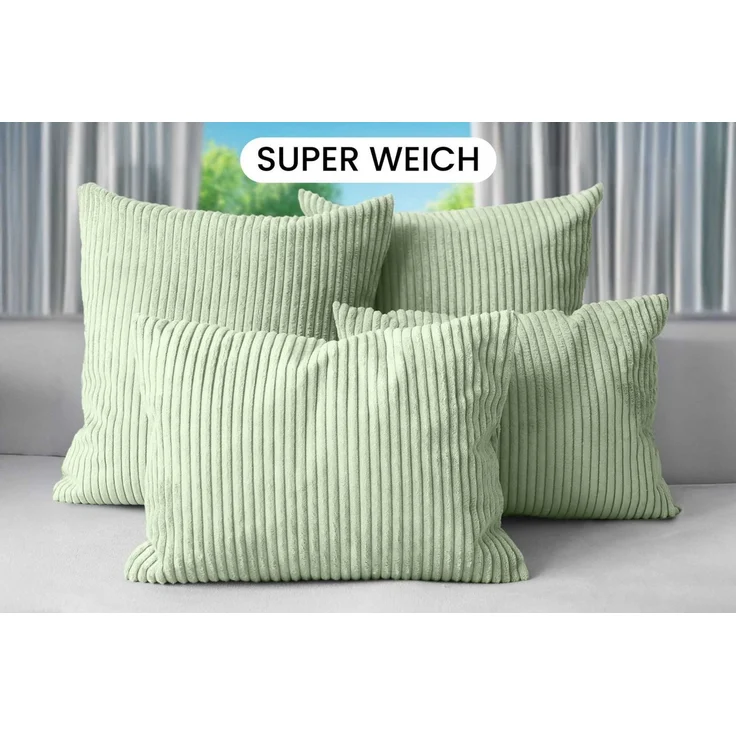 Amilian Dekokissen Sofakissen Cord-Optik 4er Set mit Füllung 2x 40x40 + 2x 35x45 cm, mit Füllung, Hotelverschluss, formstabil – Bild 2