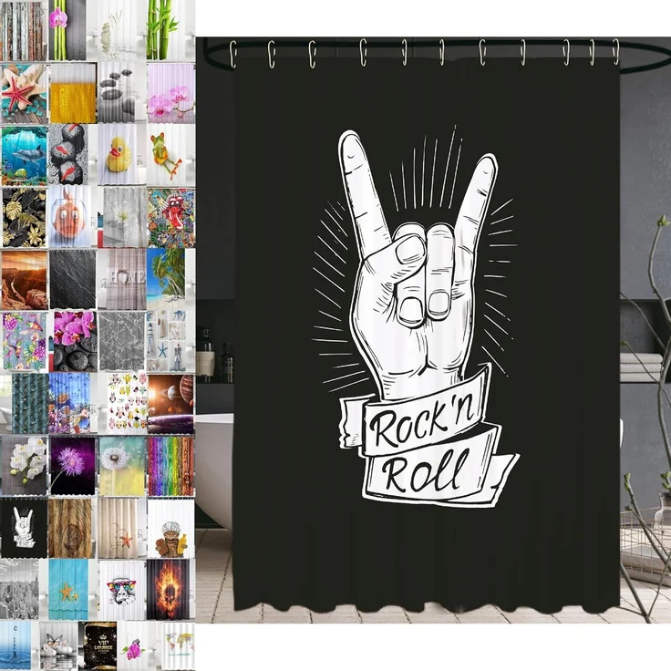 Sanilo Duschvorhang Rock ’n’ Roll 180 x 200 cm, 100% wasserdicht, Anti-Schimmel-Effekt, hochwertige Qualität – Bild 1