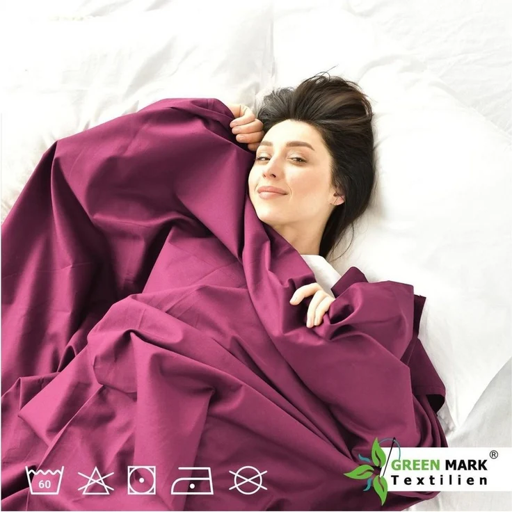 Green Mark Textilien Klassische Bettlaken – Flaches Laken aus 100% Baumwolle, ohne Gummi, hautfreundlich, pflegeleicht, bei hohen Temperaturen waschbar – Bordeaux Rot – 150x250 cm – Bild 3