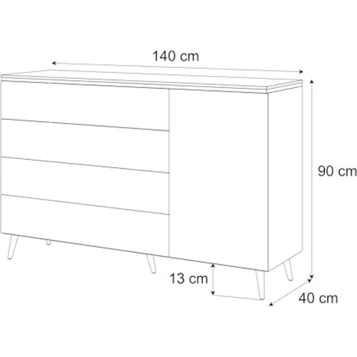 Lookway Kommode AURORA 4S1D weiß glänzend Anrichte mit Schubladen – Bild 3