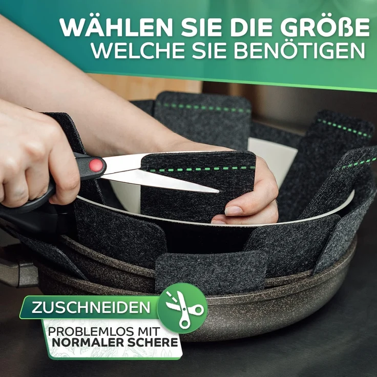 Loco Bird Pfannenschoner aus Filz 38 cm, Zubehör für alle Töpfe oder Pfannen geeignet, Stapelschutz für perfekten Pfannenschutz, 12-tlg, Topfschoner Anpassbare Größe – Bild 4