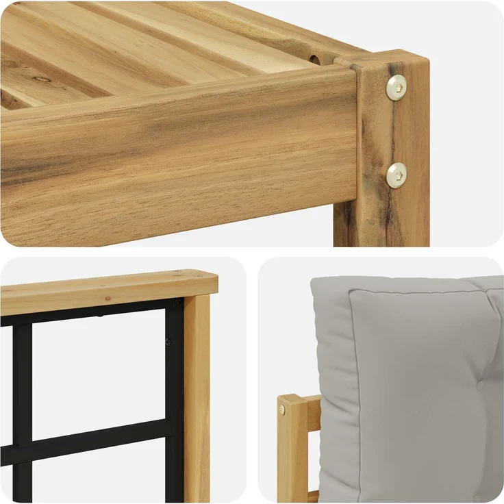 vidaXL Outdoor-Sofagarnitur 6 stk. 6-Sitzer Weiß und Hellgrau 3386700 – Bild 6