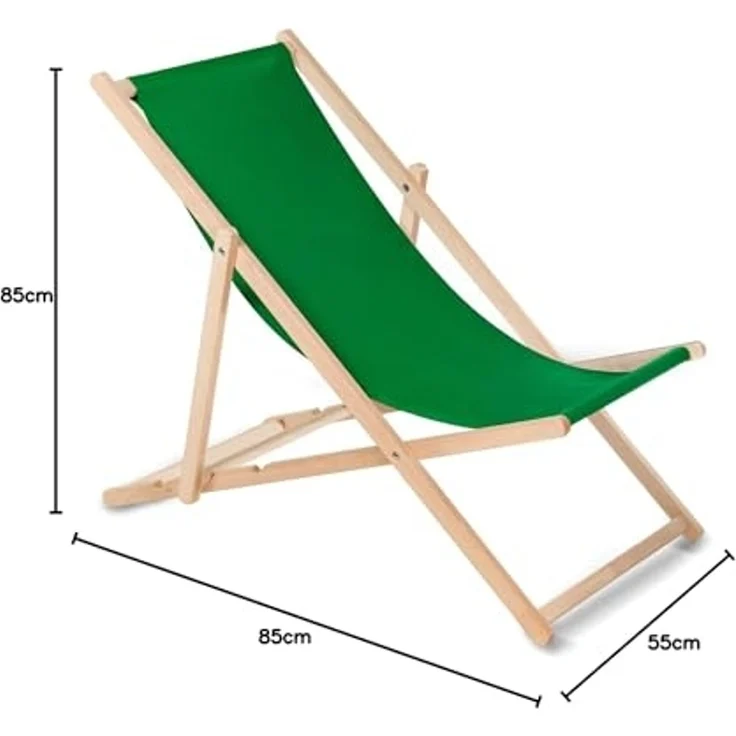 Green Blue Liegestuhl Sonnenliege Klappbar aus Buchholz ohne Armlehne Sonnenliege Gartenliege Liege (Braun) – Bild 3