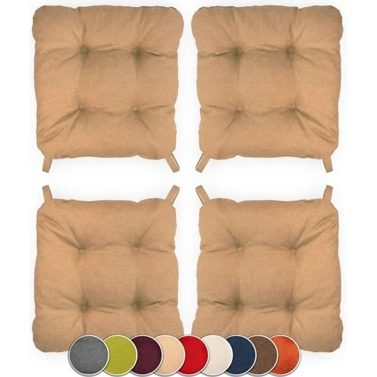 sunnypillow Stuhlkissen 4er Set Stuhlkissen mit Klettverschluss Maße: 40/35x40x8cm – Bild 4
