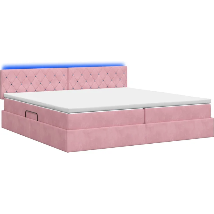 vidaXL LED-Speicherbett mit Matratze Rosa 200 x 200 cm Samt 3459215 – Bild 9