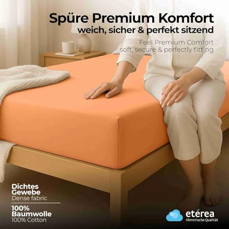 etérea Comfort Jersey Spannbettlaken Pfirsich 90x200 cm - 100x200 cm – Bild 3