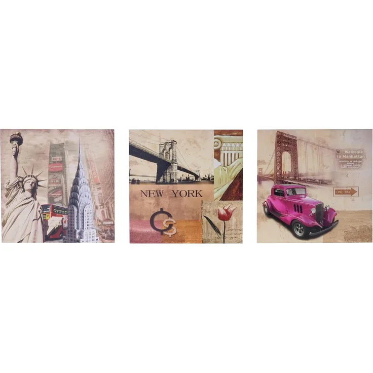 Leinwandbild T376, Wandbild Keilrahmenbild Kunstdruck, 3-teilig 150x50 cm ~ New York