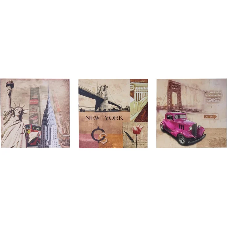 Leinwandbild T376, Wandbild Keilrahmenbild Kunstdruck, 3-teilig 150x50 cm ~ New York – Bild 1