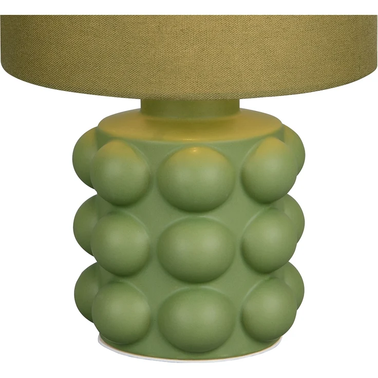 Retro LED Tischlampe mit Keramikfuß & Stoffschirm Grün, Höhe 30cm – Bild 6