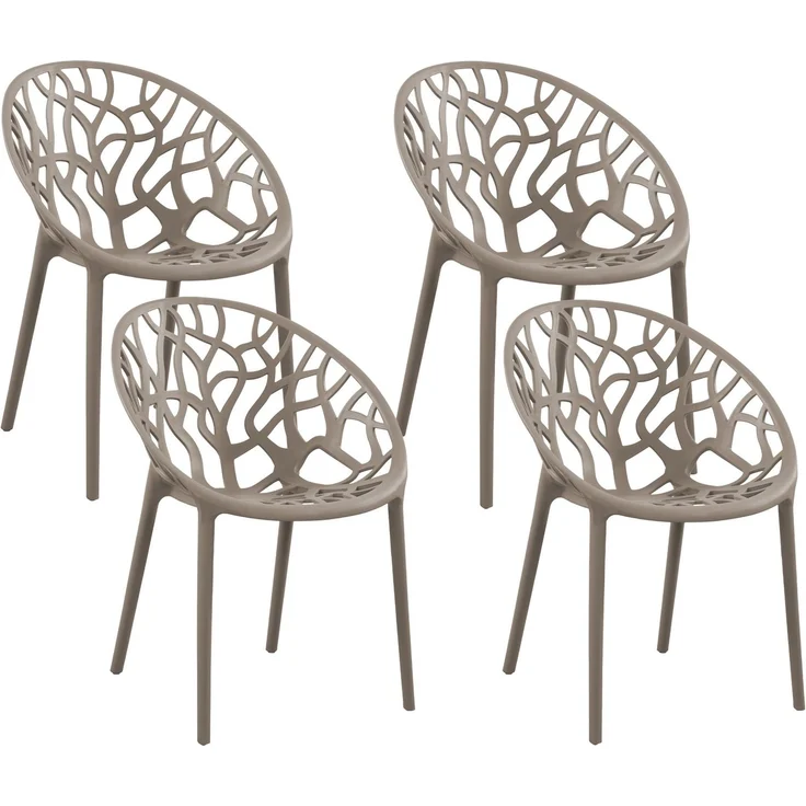 CLP 4er Set Gartenstühle Hope mit Lehne stapelbar wetterfest UV-beständig bis 150 kg,taupe – Bild 1