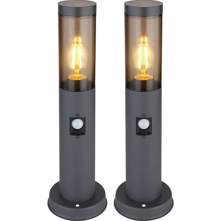 2er Set Sockelleuchte, Bewegungsmelder, anthrazit, H 45 cm – Bild 1