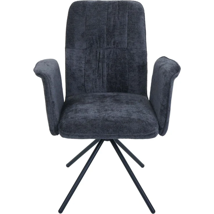 2er-Set Esszimmerstuhl HWC-N99, drehbar Armlehne Auto-Return, Stoff/Textil Chenille (340g/m²) ~ dunkelgrau – Bild 5