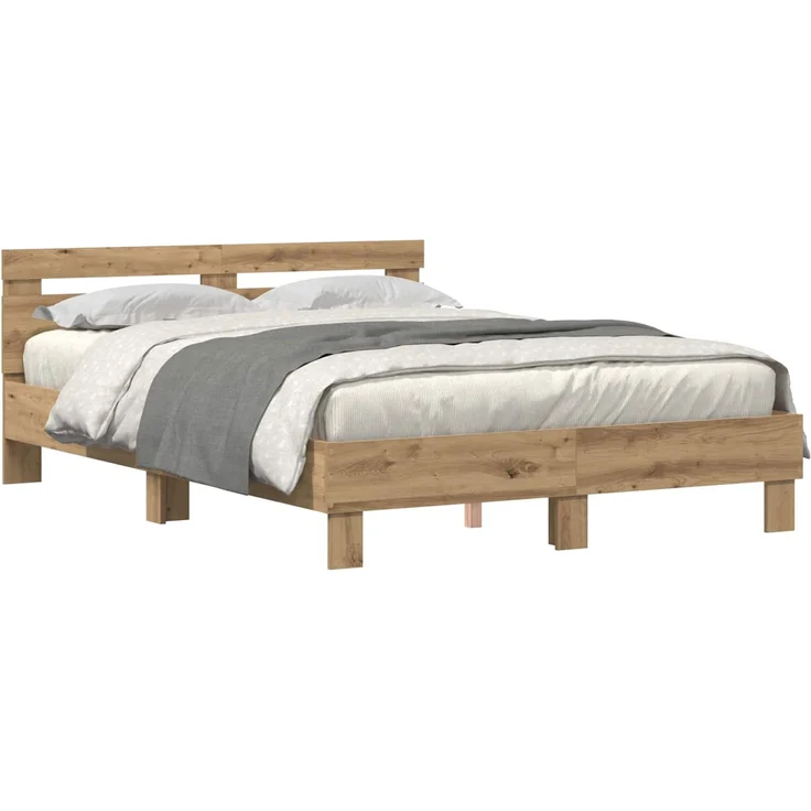 vidaXL Bettrahmen Artisan-Eiche 140 x 190 cm Holzwerkstoff 3333952 – Bild 2