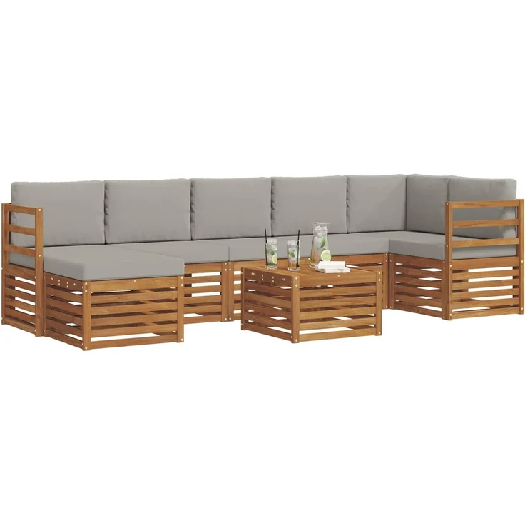 vidaXL Outdoor-Sofagarnitur 8 stk. 8-Sitzer Natur und Hellgrau 3375191 – Bild 3