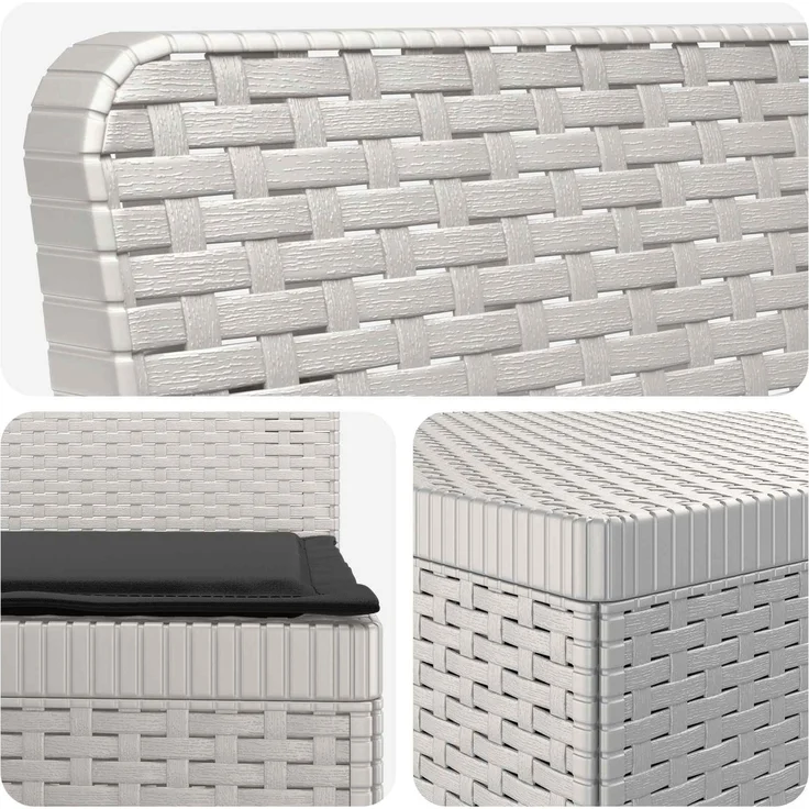 vidaXL 6-Sitzer Garten Sofa mit Kissen Rattan Look PP Weiß 3444115 – Bild 7