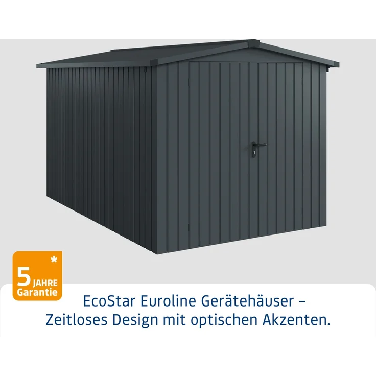 Hörmann Ecostar Metall-Gerätehaus "Euroline Trend" mit Satteldach ESD 7, anthrazitgrau, 214 x 310 cm,2-flüglige Tür – Bild 2