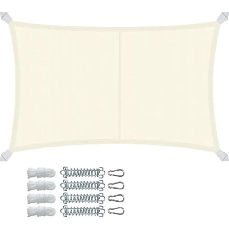 VOUNOT® Sonnensegel Rechteckig mit Befestigung Set, Wasserdicht Sonnenschutz Wetterbeständig, für Balkon Garten Terrasse, 3x5m, Beige – Bild 1