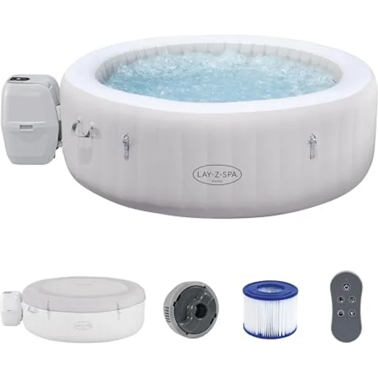 Bestway 'Lay-Z-Spa Paris AirJet' LED Whirlpool Outdoor für 6 Personen, TriTech-Material grau, Ø 196x66 cm