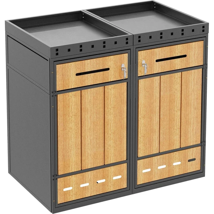 Mülltonnenbox, Mülltonnenunterstand mit Hochbeet, 120L 240L, wetterfest, Container, Abfallbehälter, Tonnenhaus, Gartenbox, abschließbare Müllbox (2 Tonnen) – Bild 8