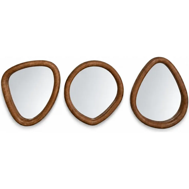 dasmöbelwerk Wandspiegel Spiegelset NOA 3er Set Wandspiegel Flurspiegel Akazienholz Braun (3-St), 3er Set