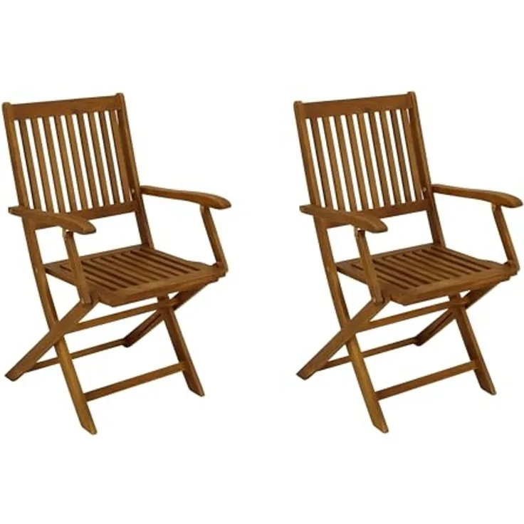 Klappstuhl mit Armlehnen BENITA 2-er Set, Akazie geölt
