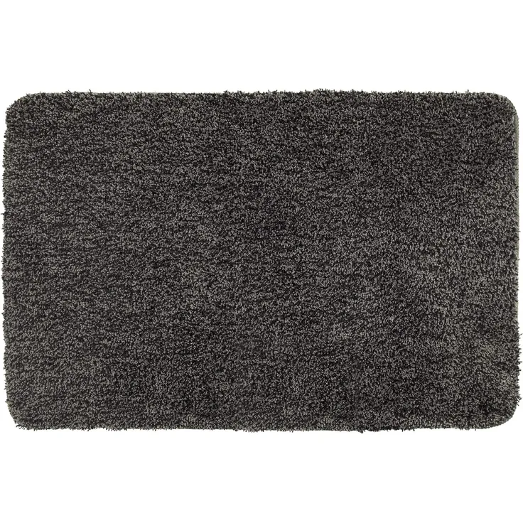 WENKO Badteppich Mélange Mouse Grey, 55x65 cm - Badematte, sicher, flauschig, fusselfrei, Polyester, 55x65 cm, Grau