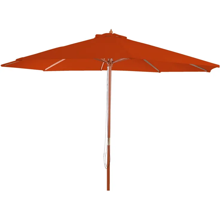 Sonnenschirm Florida, Gartenschirm Marktschirm, Ø 3m Polyester/Holz ~ terracotta
