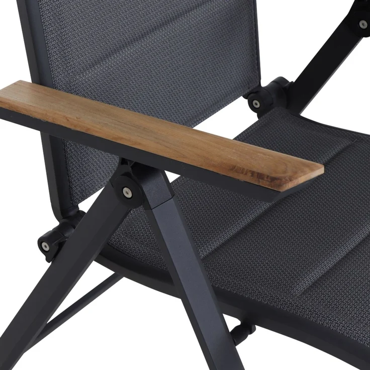 Siena Garden Tesoro Klappsessel - Aluminiumgestell, Textil (schwarz), FSC-Teak (N40077) – Bild 7
