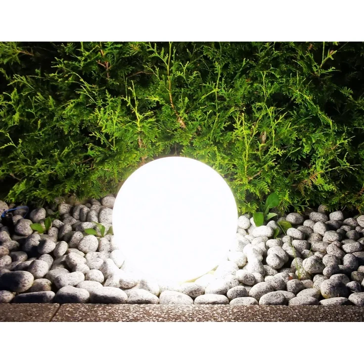 TRANGO LED Gartenleuchte, 200GB IP65 Gartenkugel in 20cm Durchmesser inkl. je 1x E27 LED Leuchtmittel *NATURE* Kugelleuchte mit ca. 5 Meter IP44 Kabel, 3000K warmweiß, Gartenleuchte, Leuchtkugel, Gartenkugelleuchte, Kugellampe – Bild 2