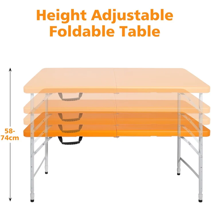 Abrihome Gartentisch 25 cm höhenverstellbar mit 135 kg Tragkraft, Orange, 74x61x125 cm – Bild 4