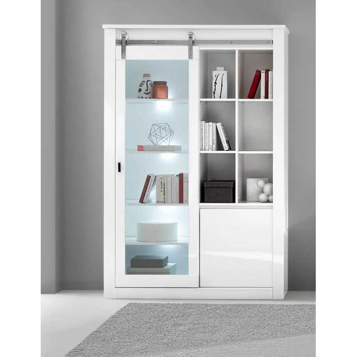Vitrine Miami in weiß Hochglanz 133 x 201 cm – Bild 6