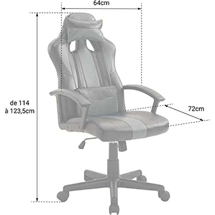 Happy Garden Gamer Sessel schwarz und blau Crash, Gaming Stuhl, ergonomischer Bürostuhl mit Lendenwirbelstütze und Kopfstütze, drehbar, höhenverstellbar und neigbare Rückenlehne – Bild 3