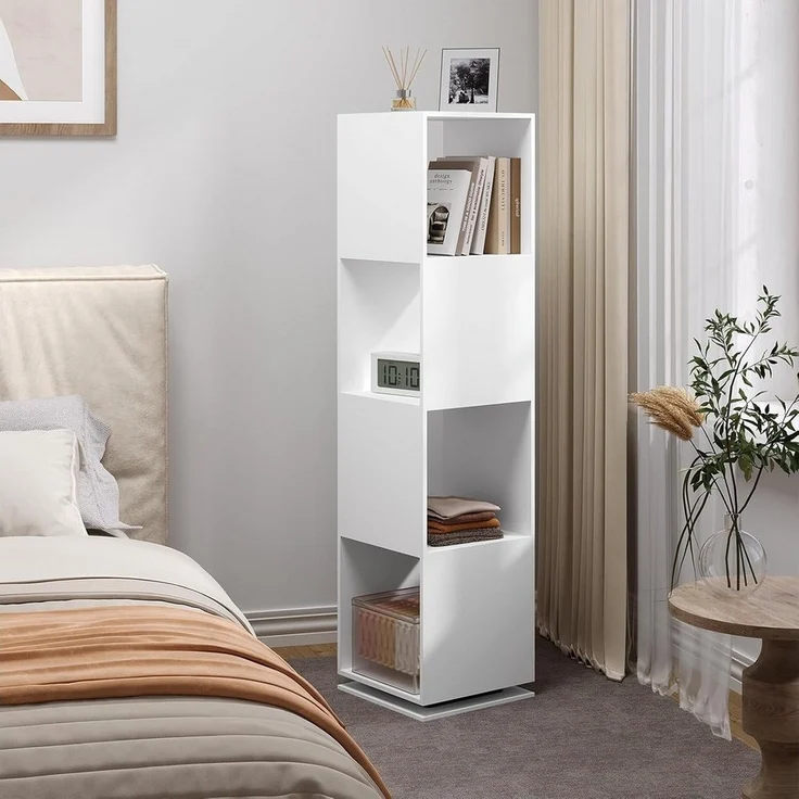 EUGAD Drehregal, 1-tlg, mit 4 Ebenen, für Wohnzimmer Schlafzimmer, 35x145x35 cm – Bild 3