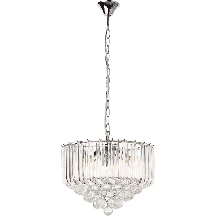 Hängeleuchte, Kristalle, 4-Flammig, klar, verchromt, D 35 cm