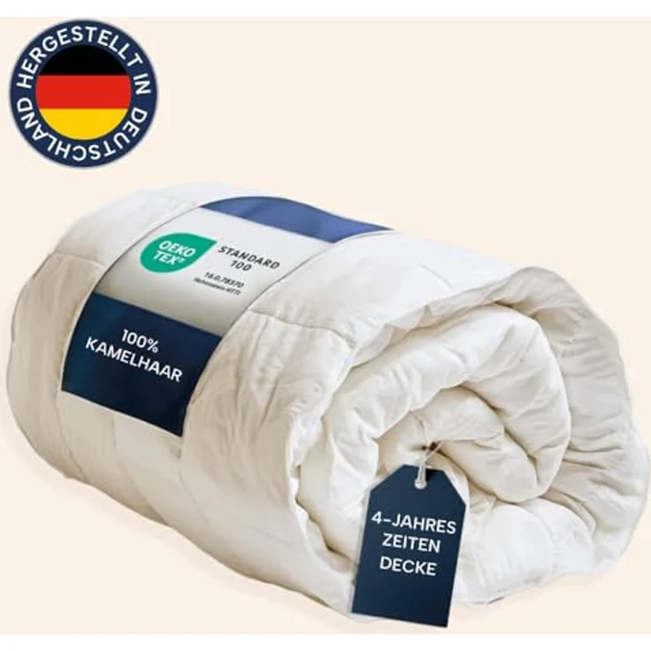 casimum Naturhaarbettdecke LUXUS Kamelhaardecke für Sommer, Winter, 4 Jahreszeiten, Füllung: 100% Kamelhaar, Bezug: 100% Baumwolle, Bettdecke 135x200, 155x220 cm & weitere Größen, temperaturausgleichend – Bild 2