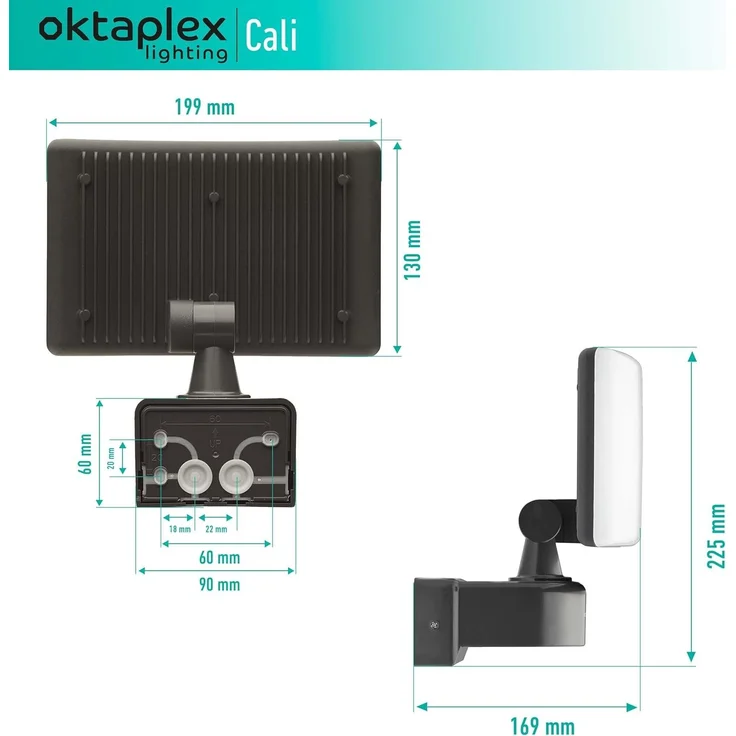 Oktaplex lighting LED Außen-Wandleuchte Oktaplex Cali Außenstrahler 3000K 30W, Diffusor, LED fest integriert, Warmweiß, Außenstrahler LED anthrazit Außenlampe Flutlichtstrahler – Bild 4