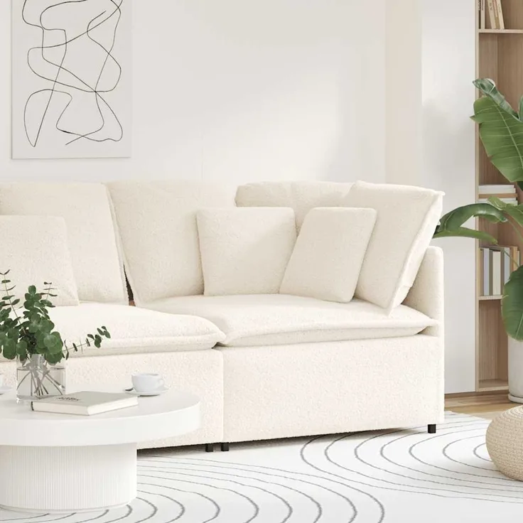 vidaXL Modulares Sofa Eckmodul mit Kissen Creme 100 cm 4104475