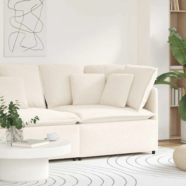 vidaXL Modulares Sofa Eckmodul mit Kissen Creme 100 cm 4104475 – Bild 1