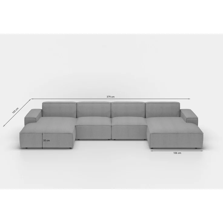Wohnlandschaft U-Form CELES in Stoff Scala Koralle – Bild 2