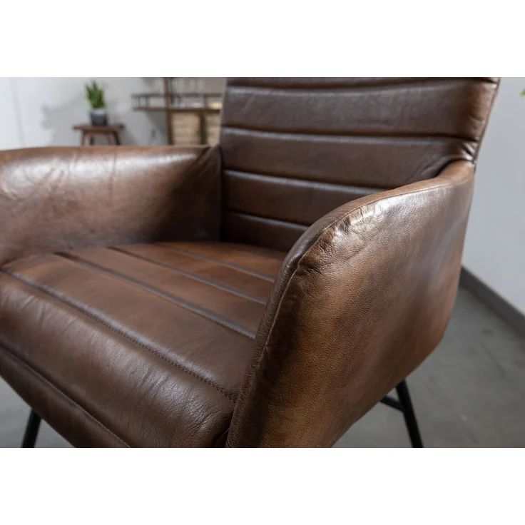 Stuhl Echtleder 62x62x84 dunkelbraun IRON LABEL #06 – Bild 5