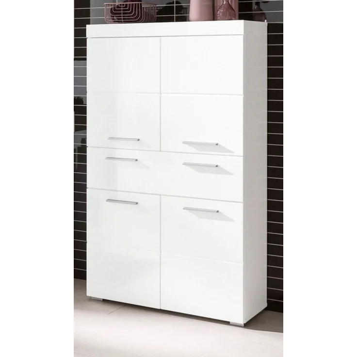 Badmöbel Midischrank Adamo Hochglanz weiß 73 x 132 cm – Bild 1