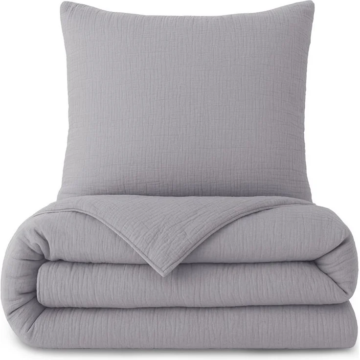 Laynenburg Bettwäsche Musselin aus 100% Baumwolle in 135x200 oder 155x220 cm, atmungsaktiv & bügelfrei – 2 lagig mit Reißverschluss & Haltebändern – Bild 1