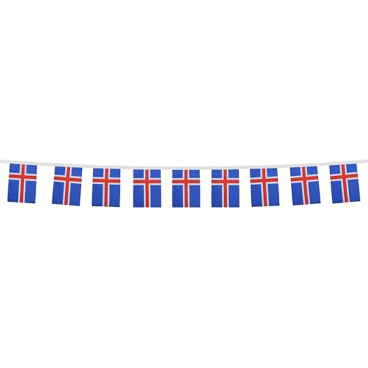 AZ FLAG - Fahnenkette Island 6 Meter Mit 20 Flaggen - 21x14 cm - Isländische Girlande Flaggenkette 14 x 21 Cm – Bild 5
