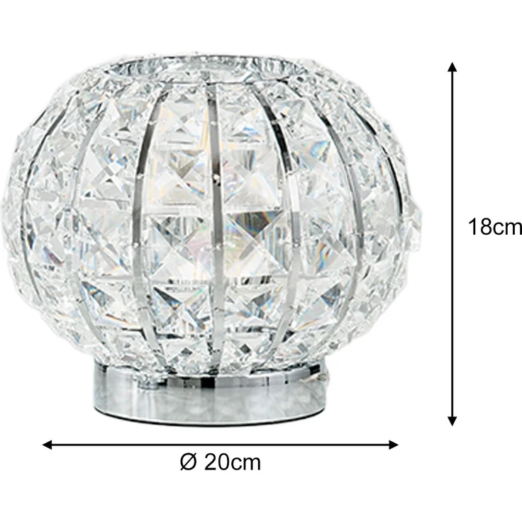 LED Kugel Tischlampe Chrom mit Glas Kristallen, Ø 20cm – Bild 4