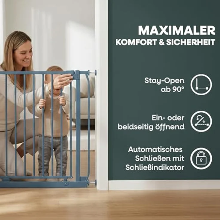 Safetots Elite Sicherheitsschutzgitter, 80cm - 89cm, Mattgrau, Treppenschutzgitter mit Druckmontage, Sicherheitsbarriere, Einfache Installation – Bild 4