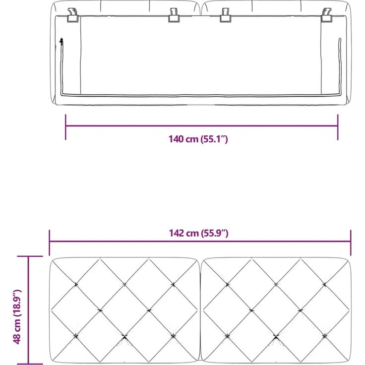vidaXL Kopfteil-Kissen Hellgrau 140 cm Samt 374727 – Bild 10