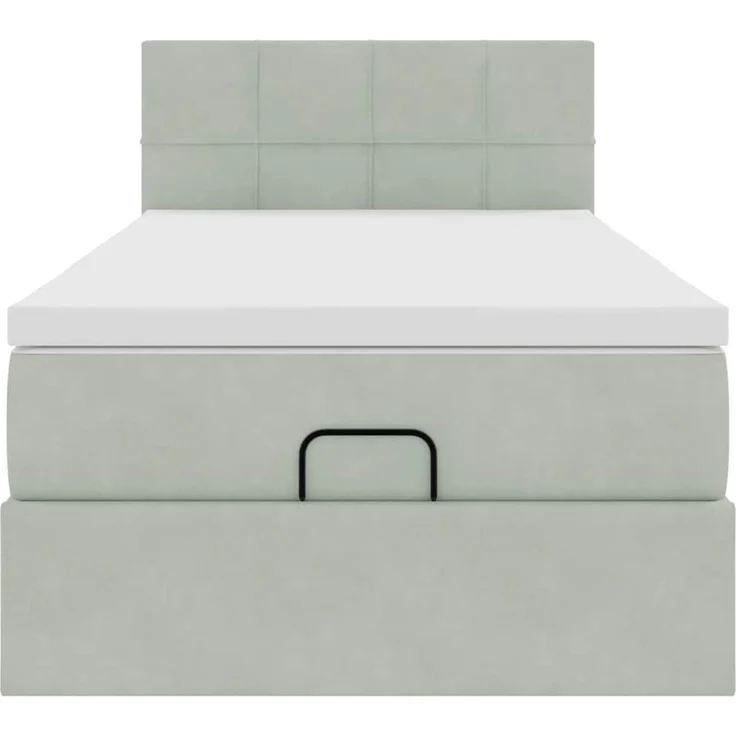 vidaXL Ottoman-Bett mit Matratze & LEDs Hellgrau 80x200 cm Samt 3312584 – Bild 6