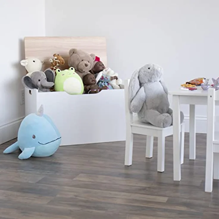 Humble Crew schicke Spielzeugkiste aus Naturholz! Klappdeckel, geräumig, ideal für Kinderzimmer. Jetzt Ordnung mit natürlichem Charme schaffen – Bild 4